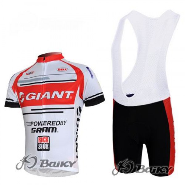 Giant Sram Pro Team Fietsshirt Korte mouw Korte fietsbroeken Bib met zeem Kits rood wit 4247