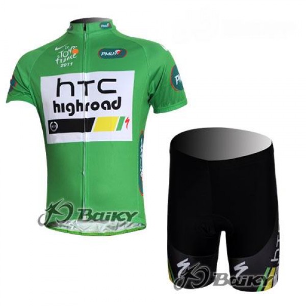 HTC-Highroad Pro Team Fietsshirt Korte mouw Korte fietsbroeken met zeem Kits groen 4093