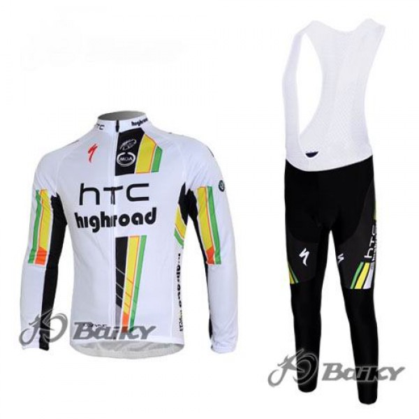 HTC-Highroad Pro Team Fietspakken Fietsshirt lange+lange fietsbroeken Bib zeem wit groen 4425