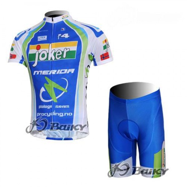 Joker Merida Pro Team Noorwegen Fietsshirt Korte mouw Korte fietsbroeken met zeem Kits groen 4096