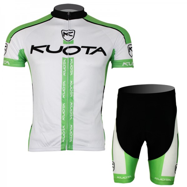 2013 KUOTA Fietsshirt Korte mouw+Korte fietsbroeken met zeem Kits wit groen 4016