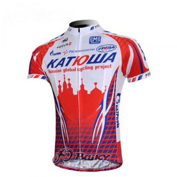 Katusha Rusland Fietsshirt Korte mouw wit rood 3902