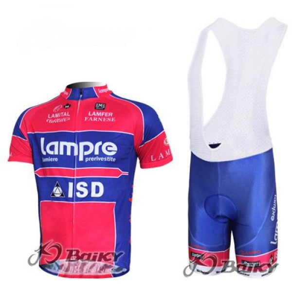 Lampre ISD Pro Team Fietsshirt Korte mouw Korte fietsbroeken Bib met zeem Kits blauw roze 4257