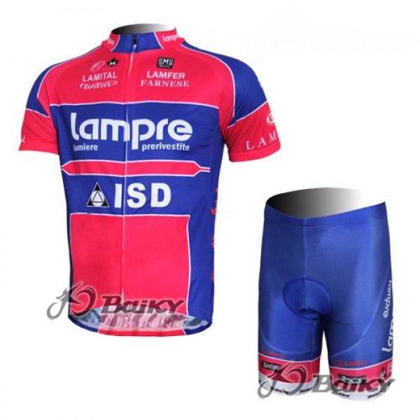 Lampre ISD Pro Team Fietsshirt Korte mouw Korte fietsbroeken met zeem Kits blauw roze 4095