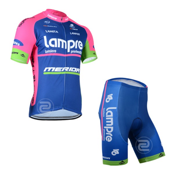 Lampre Merida 2014 Fietskleding Fietsshirt Korte Mouwen+Fietsbroek Korte zeem 1269