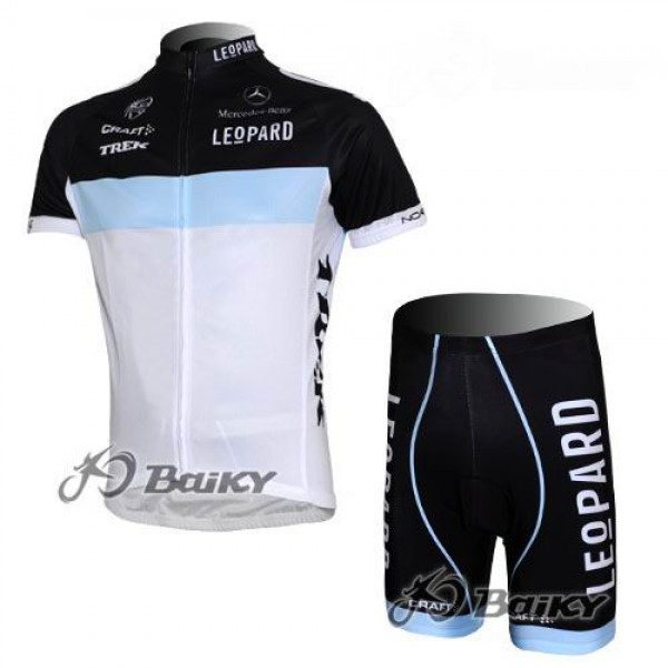 Leopard Trek Pro Team Fietskleding Fietsshirt Korte Mouwen+Fietsbroek Korte zeemzwart blauw wit 284