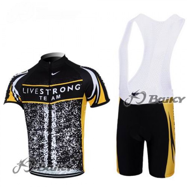 LiveStrong Challenge Fietsshirt Korte mouw Korte fietsbroeken Bib met zeem Kits zwart geel 4269