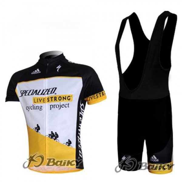 Specialized Livestrong Fietspakken Fietsshirt Korte+Korte koersbroeken Bib wit geel 568