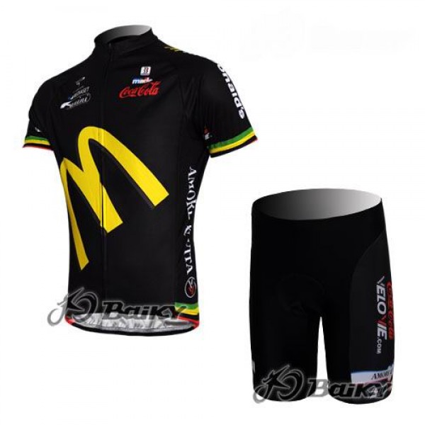 McDonald Legea Pro Team Fietskleding Fietsshirt Korte Mouwen+Fietsbroek Korte zeem zwart 341