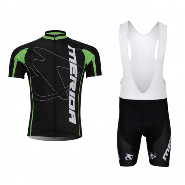 Merida 2014 Fietspakken Fietsshirt Korte+Korte koersbroeken Bib Black groen wit 1100