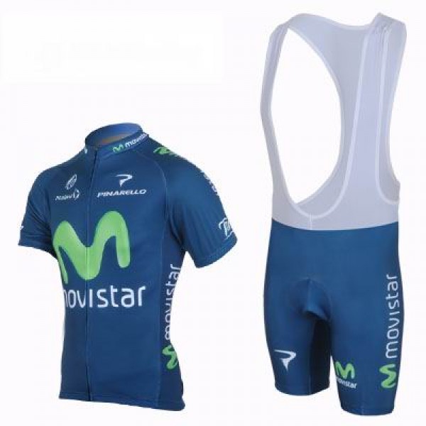 2013 Movistar Team Fietspakken Fietsshirt Korte+Korte koersbroeken Bib blauw 4195