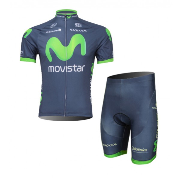 Movistar Team 2014 Fietskleding Fietsshirt Korte Mouwen+Fietsbroek Korte zeem 1126