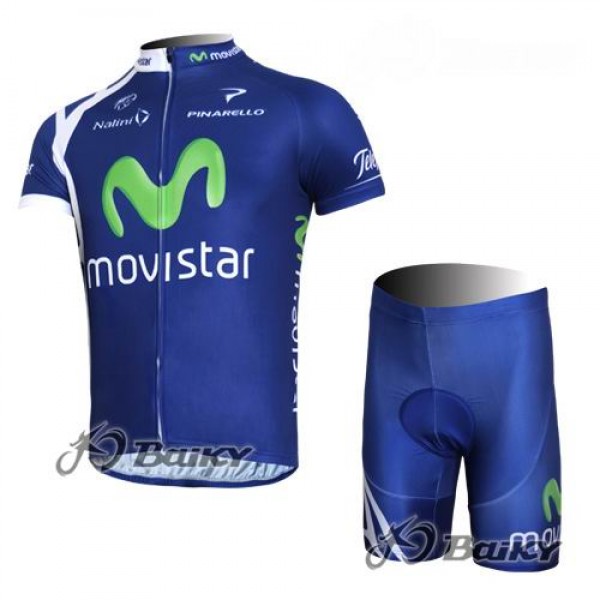 Movistar Team Fietskleding Fietsshirt Korte Mouwen+Fietsbroek Korte zeem blauw 370