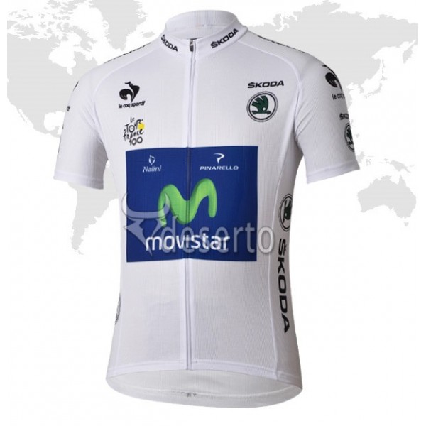 Movistar Tour de France Witte trui Fietsshirt Korte mouw 3927