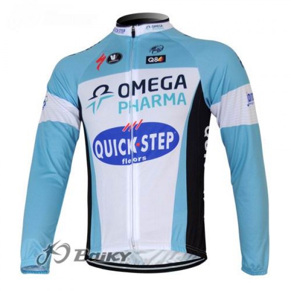 Omega Pharma Quick Step Pro Team Fietsshirt lange mouw blauw wit 4495
