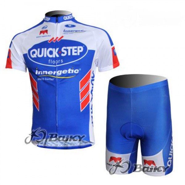 Omega Pharma-Quick Step innergetic Fietskleding Fietsshirt Korte Mouwen+Fietsbroek Korte zeem blauw wit 432