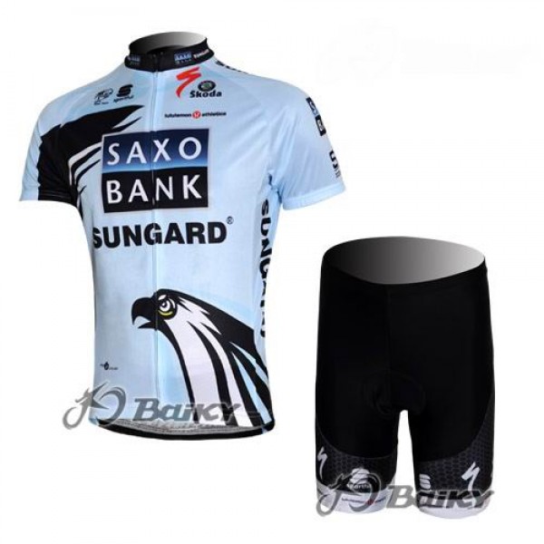 Saxo Bank Sungard Pro Team Fietskleding Fietsshirt Korte Mouwen+Fietsbroek Korte zeem wit 509