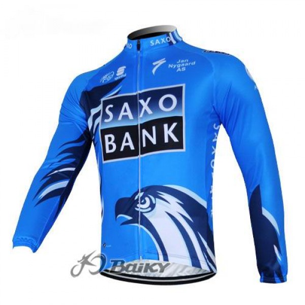 Saxo Bank Sungard Pro Team Fietsshirt lange mouw blauw zwart 4502