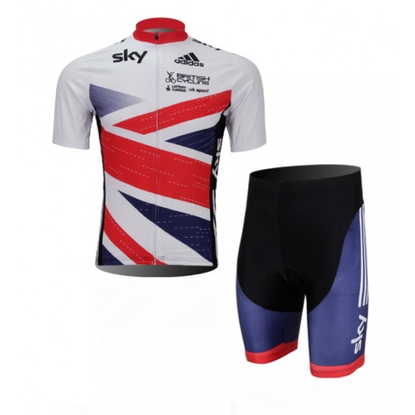 Sky British Fietskleding Fietsshirt Korte Mouwen+Fietsbroek Korte zeem 1328