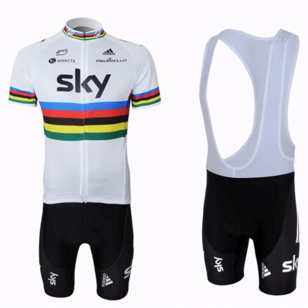 2013 Team Sky UCI Fietspakken Fietsshirt Korte+Korte koersbroeken Bib wit zwart 4337