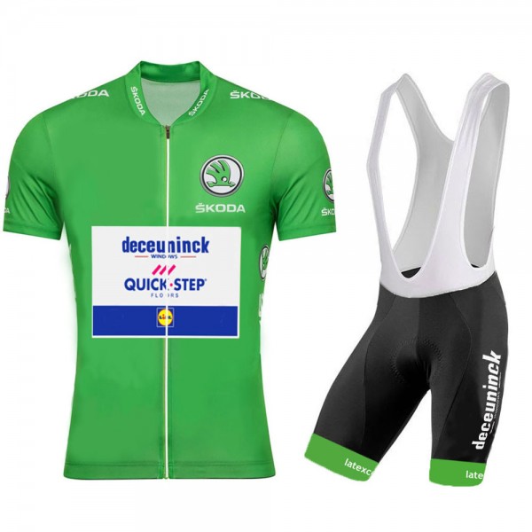 DECEUNINCK QUICK-STEP 2020 Tour De France groen Fietskleding Wielershirt Korte Mouw+Korte Fietsbroeken Bib 2008