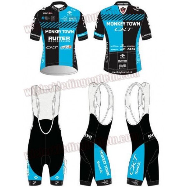 Monkey Town 2017 Fietskleding Set wielershirt korte mouwen+koersbroek kort Bib 33nl10115