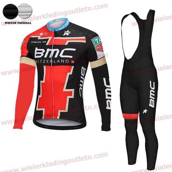 BMC 2018 winterset Wielerkleding Set Wielershirts lange mouw+fietsbroek lang met zeem nl18a007