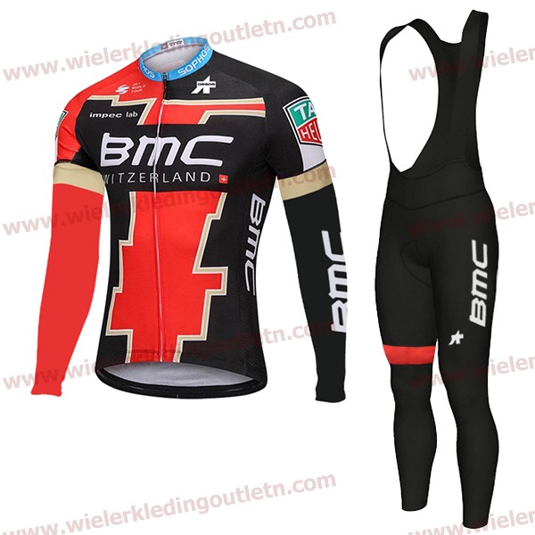 BMC 2018 Wielerkleding Set Wielershirts lange mouw+fietsbroek lang met zeem nl18a005