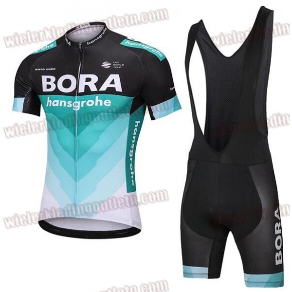 2018 Bora Hansgrohe Fietskleding Set wielershirt korte mouwen+koersbroek kort Bib 33nl10051