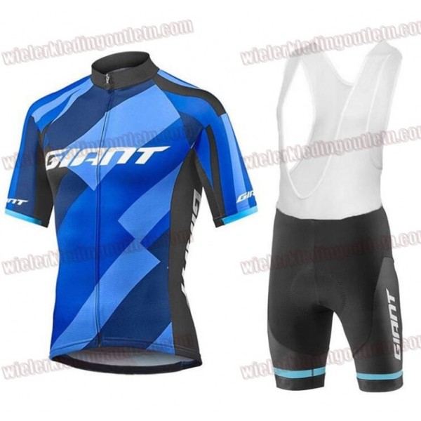 2018 Giant Elevate blauw Fietskleding Set wielershirt korte mouwen+koersbroek kort Bib 33nl10033