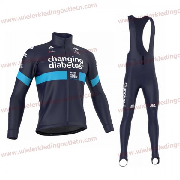 Novo Nordisk 2018 Wielerkleding Set Wielershirts lange mouw+fietsbroek lang met zeem nl18a070