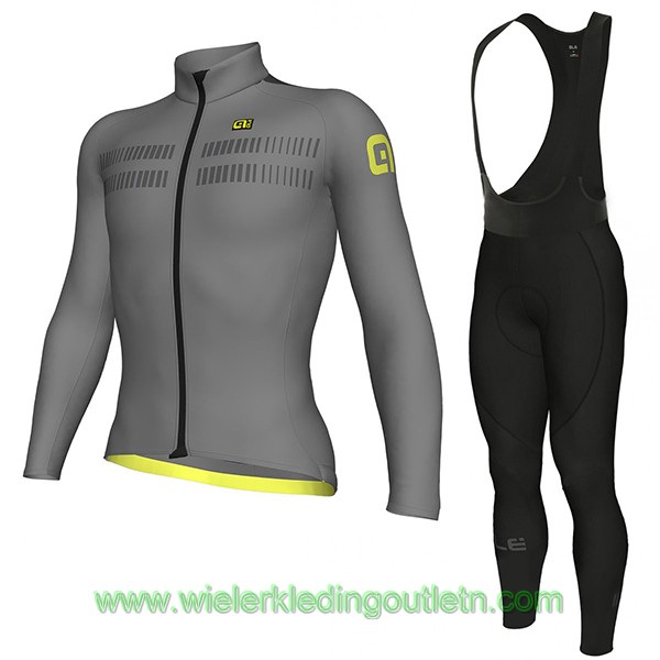 2018 Ale N2 Fietskleding Wielershirt lange mouw+Lange fietsbroeken Bib 749SQAC