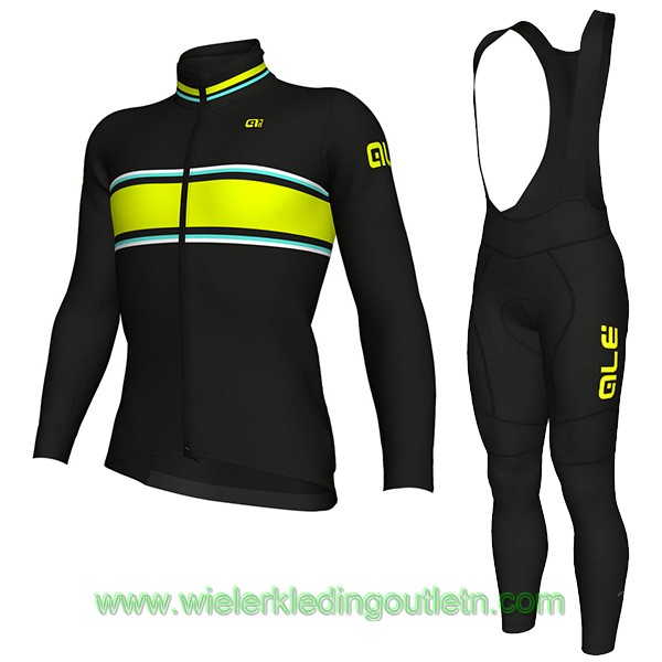 2018 Ale N1 Fietskleding Wielershirt lange mouw+Lange fietsbroeken Bib 879JCHT