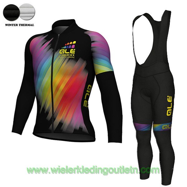 2018 Ale N6 Winter Fietskleding Wielershirt lange mouw+Lange fietsbroeken Bib 990WYPV