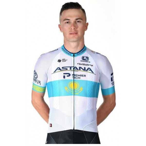 2020 Astana Pro Team Fietsshirt Korte Mouw Wit 1SB0P 1SB0P