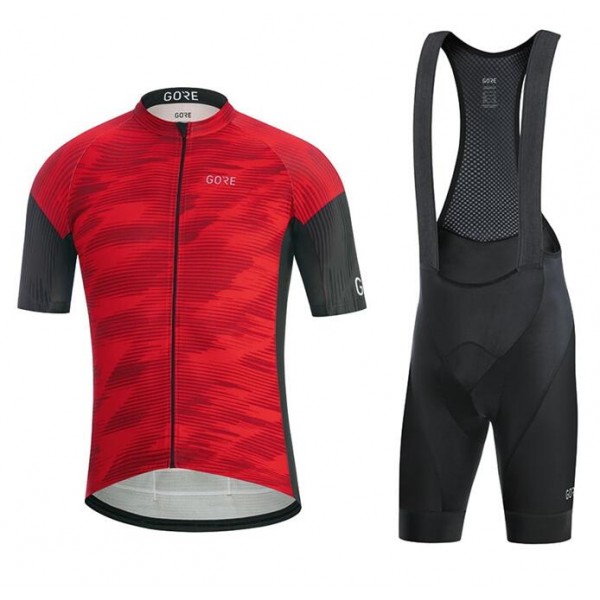 GORE WEAR GORE C3 Knit Fietskleding Wielershirt Korte Mouw+Korte Fietsbroeken Bib Zwart Rood 5REL0 5REL0