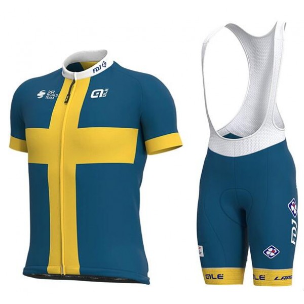 GROUPAMA-FDJ Sweden Champion 2020 Fietskleding Wielershirt Korte Mouw+Korte Fietsbroeken Bib L8OQ6 L8OQ6