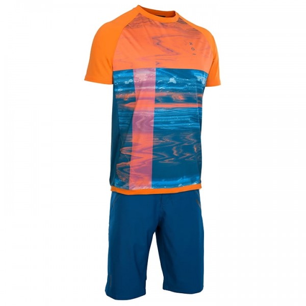 ION Traze AMP Fietskleding Bikeshirt+Bikeshorts Blauw Orange SV5KQ SV5KQ