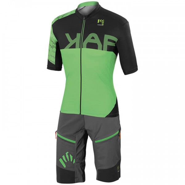 KARPOS Jump Fietskleding Fietsshirt Korte Mouw+Bikeshorts Zwart Groen B76JY B76JY