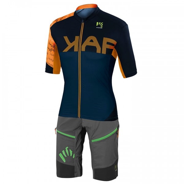 2020 KARPOS Jump Fietskleding Fietsshirt Korte Mouw+Bikeshorts Blauw Orange XVZ47 XVZ47