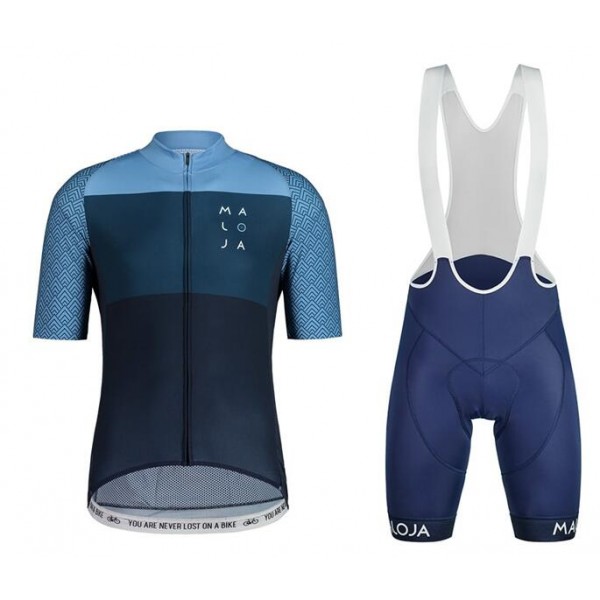 2020 MALOJA SanetschM Fietskleding Wielershirt Korte Mouw+Korte Fietsbroeken Bib Blauw 12VA6 12VA6