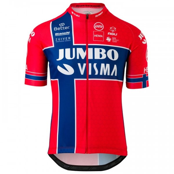 TEAM JUMBO-VISMA Fietsshirt Korte Mouw 2020 Norwegian champion HTLK1 HTLK1