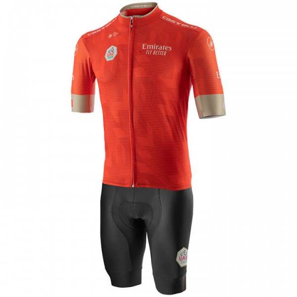 UAE Tour 2020 Fietskleding Fietsshirt+Korte Fietsbroeken Orange 2020107