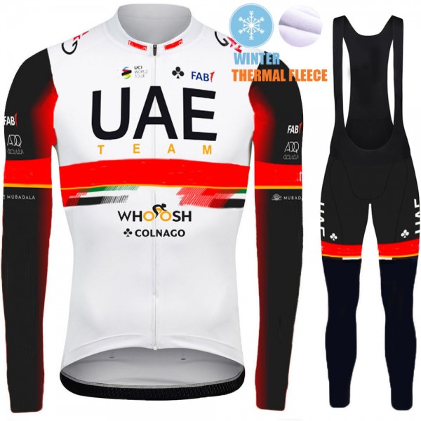 2021 Winter Fleece UAE Emirates Pro Team Fietskleding Fietsshirt Lange Mouw+Lange Fietsbroek Bib 967