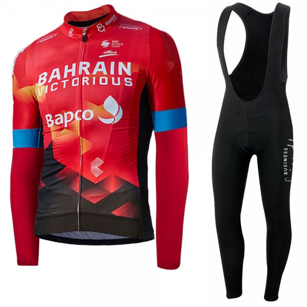 2021 Bahrain Victorious Pro Team Fietskleding Fietsshirt Lange Mouw+Lange Fietsbroek Bib 749