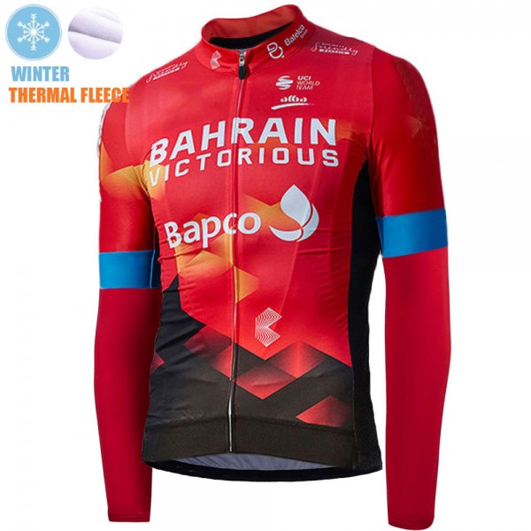 2021 Winter Fleece Bahrain Victorious Pro Team Fietsshirt Lange Mouw 750