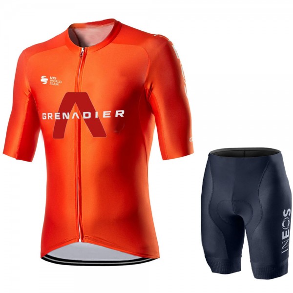 2021 INEOS Grenadier Pro Team Fietskleding Fietsshirt Korte Mouw+Korte Fietsbroeken Orange 820