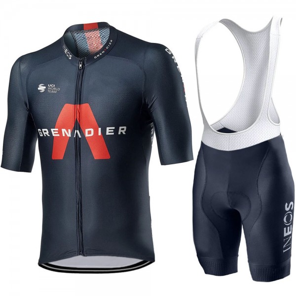 2021 INEOS Grenadier Pro Team Fietskleding Fietsshirt Korte Mouw+Korte Fietsbroeken Bib 814