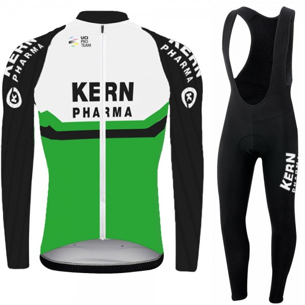 2021 kern pharma Pro Team Fietskleding Fietsshirt Lange Mouw+Lange Fietsbroek Bib 989