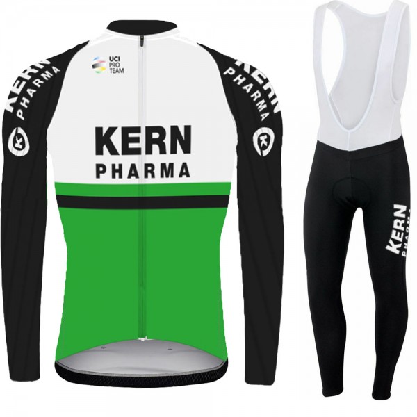 2021 kern pharma Pro Team Fietskleding Fietsshirt Lange Mouw+Lange Fietsbroek Bib 990